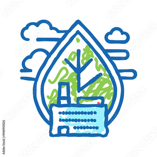 air emissions and ambient air quality icon doodle illustration
