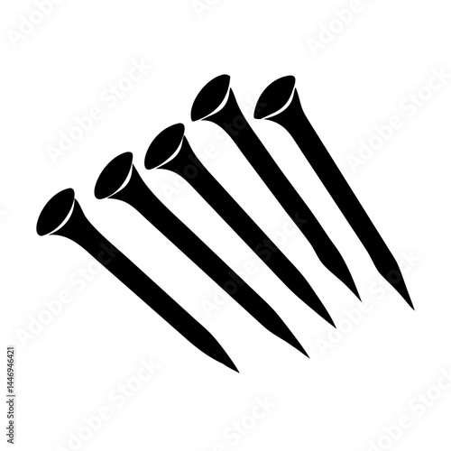 Stylized black nails lined up diagonally on a white background illustration