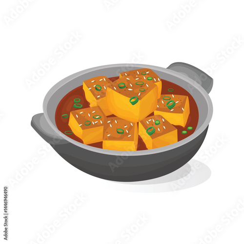 Spicy Gochujang Tofu vector illustration