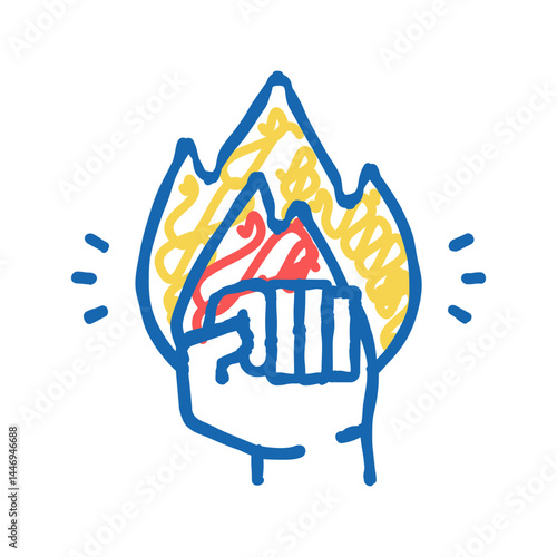 strong power businessman icon doodle illustration