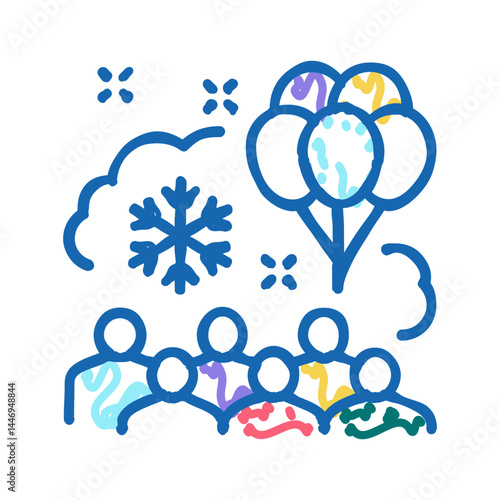 winter kids party icon doodle illustration
