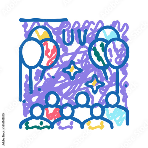 uv glow kids party icon doodle illustration