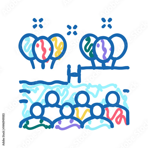 pool kids party icon doodle illustration