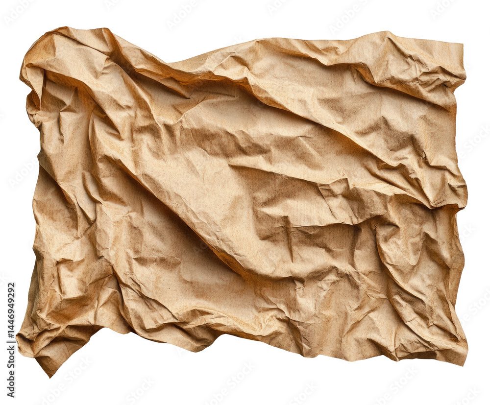 Crumpled brown paper texture digital abstract isolated on transparent background Crumpled brown paper texture digital abstract isolated on transparent background