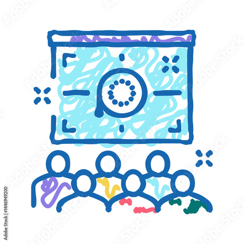 outdoor movie kids party icon doodle illustration