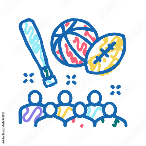 sports kids party icon doodle illustration
