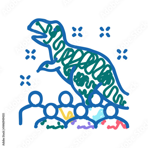 dinosaur kids party icon doodle illustration
