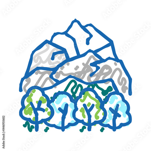 tundra landscape icon doodle illustration