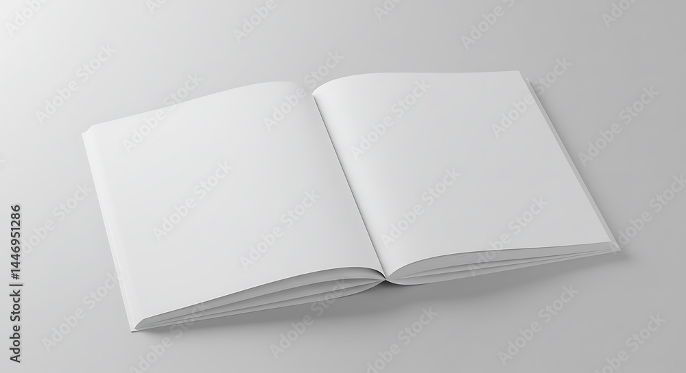 Open Blank Book Mockup with Empty Pages for Design Layouts Open Blank Book Mockup with Empty Pages for Design Layouts