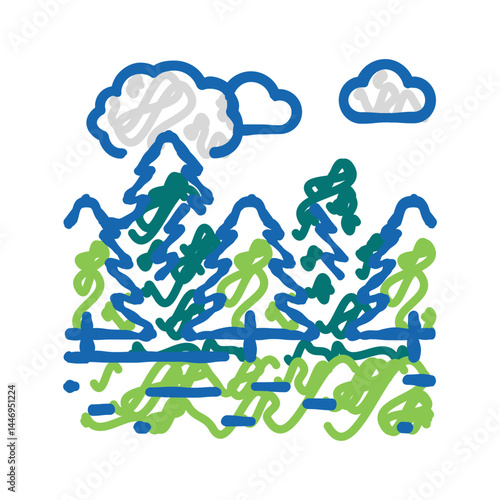 coniferous forests icon doodle illustration