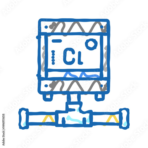 pool chlorine generator icon doodle illustration