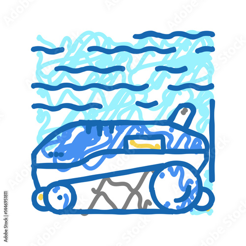 robot cleaner pool icon doodle illustration