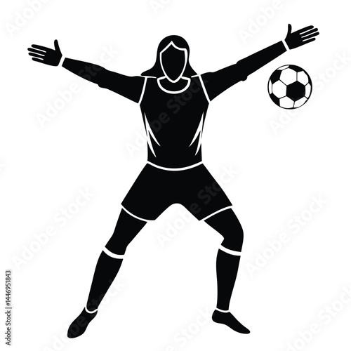 Goalkeeper Silhouette Female Soccer Player in Action