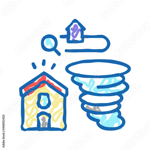natural disasters icon doodle illustration