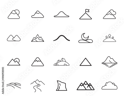 20 Mountains and Hills Icons set
