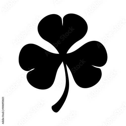 Black Silhouette of a Three Leaf Clover Shamrock Irish Symbol