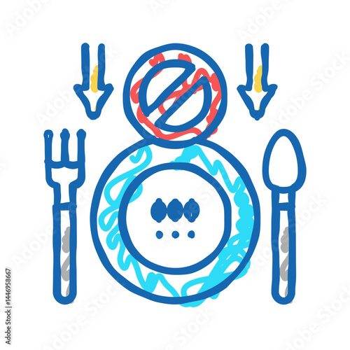 loss of appetite hepatitis icon doodle illustration
