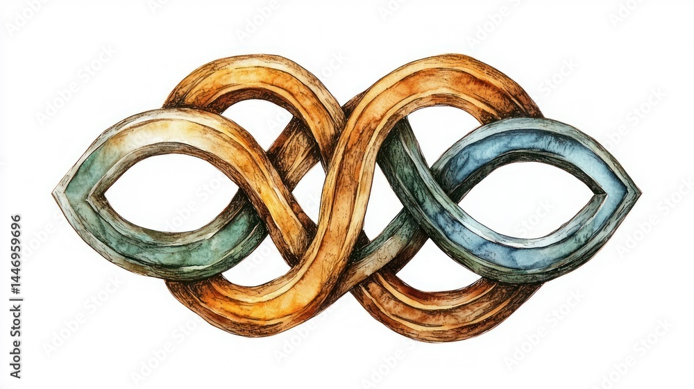 Fototapeta premium Celtic knotwork hand-painting isolated on white background