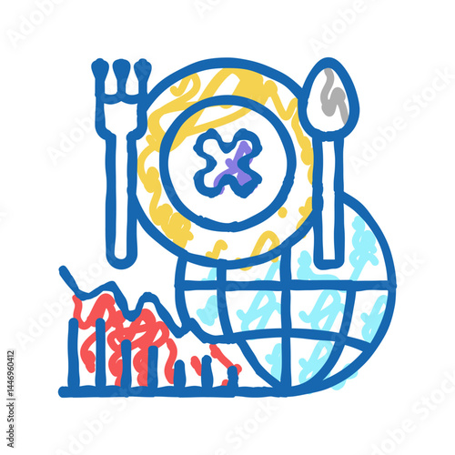 food social problem icon doodle illustration