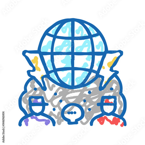 large scale conflict and wars social problem icon doodle illustration