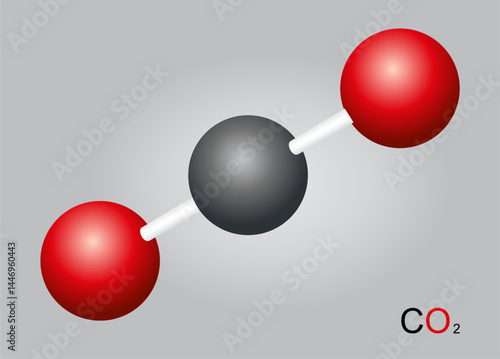 Icon of carbon dioxide molecule co2 with ball and stick model vector 