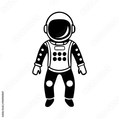 A Simple Black and White Illustration of an Astronaut in a Space Suit