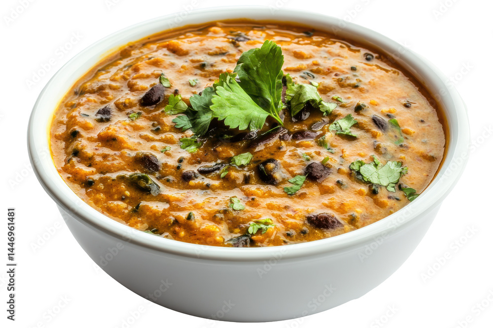 Creamy lentil soup with herbs in a white bowl, warm, comforting, and flavorful Creamy lentil soup with herbs in a white bowl, warm, comforting, and flavorful