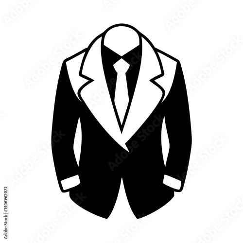 A Headless Black Suit Icon Business Professional Attire Formal Wear Fashion Style Graphic Design Illustration