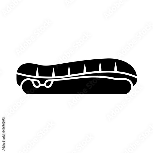 Black and White Illustration of an Inflatable Boat Raft for Water Recreation