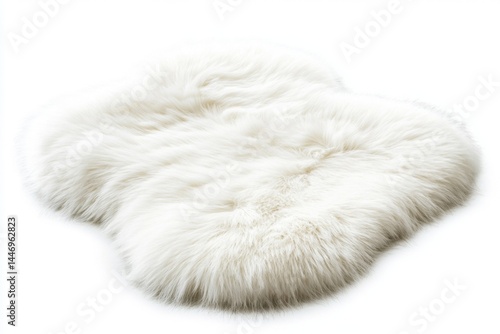 Fluffy, white faux fur rug.  Soft, plush, and cozy floor covering