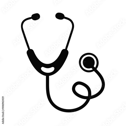 Medical Stethoscope Icon Black and White Health Care Symbol Diagnostic Tool