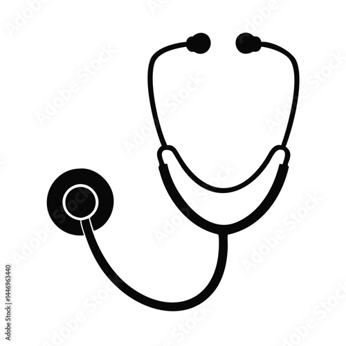 Black and White Stethoscope Medical Icon Illustration Graphic Design