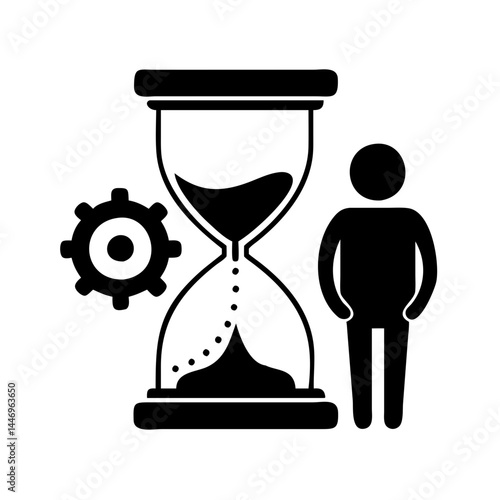 Time Management Efficiency Productivity Workflow Process Planning Schedule Organization Person Hourglass Gear Icon