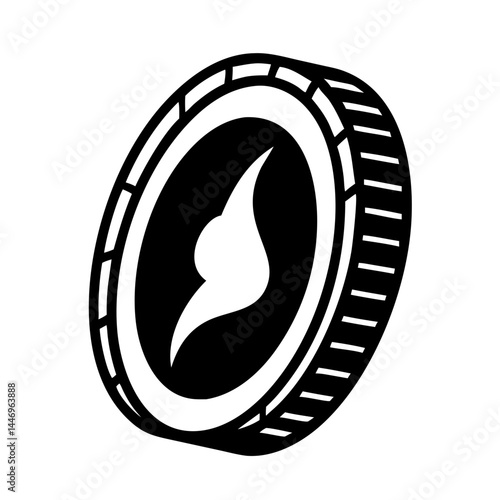Black and White Illustration of a Compass on a Coin a Cryptographic Token