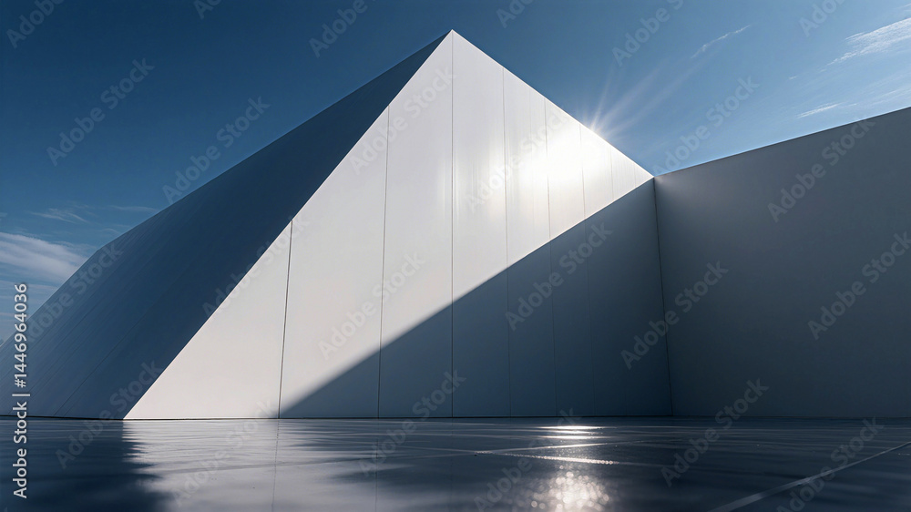 Modern Architectural Design Geometric White Building Under Sunlight Modern Architectural Design Geometric White Building Under Sunlight