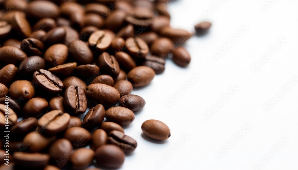 Close-up of assorted coffee beans on white background, coffee bean types, beans Close-up of assorted coffee beans on white background, coffee bean types, beans