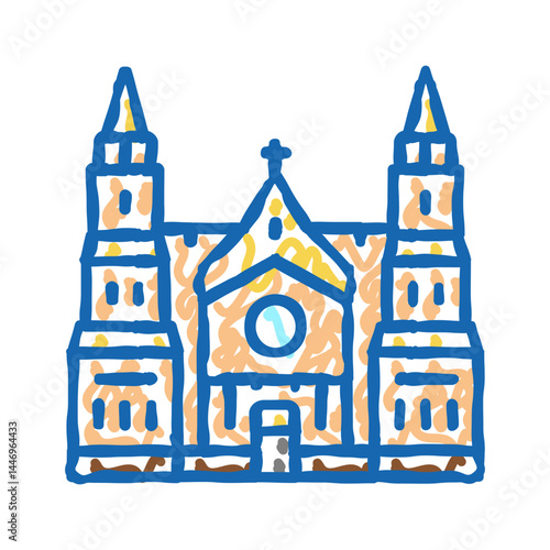 cathedral building icon doodle illustration