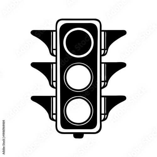 Classic Black and White Traffic Light Icon Illustration Stoplight Transportation Safety Signal