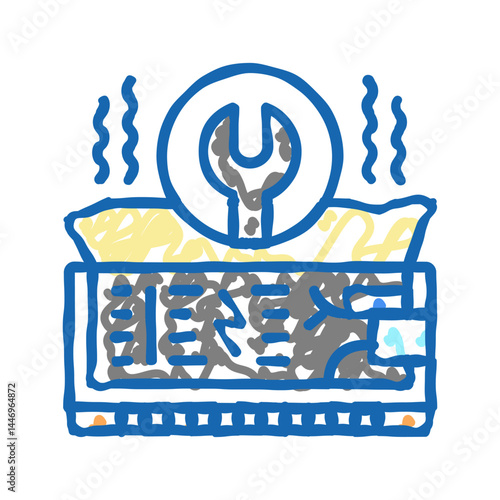 air conditioning repair icon doodle illustration
