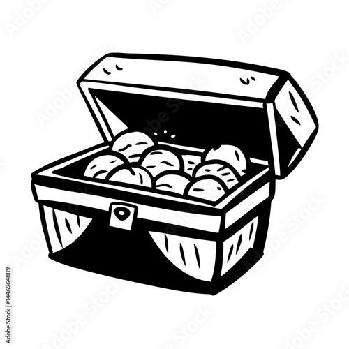 A treasure chest overflowing with gold coins cartoon illustration