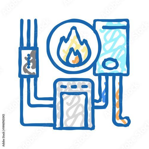 heating system icon doodle illustration