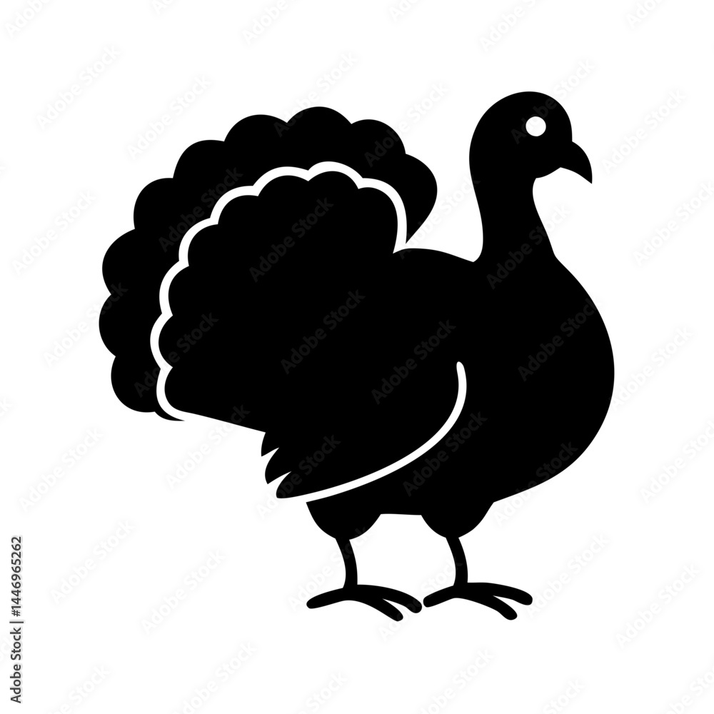 A Simple Black Silhouette Illustration of a Thanksgiving Turkey A Simple Black Silhouette Illustration of a Thanksgiving Turkey