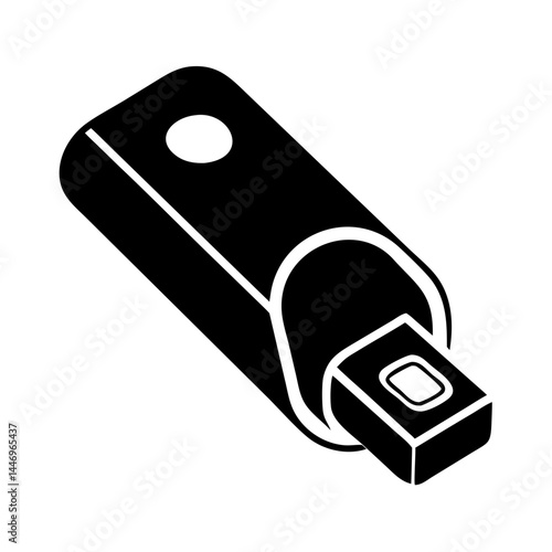 Black and White Illustration of a USB Flash Drive or Modem Device