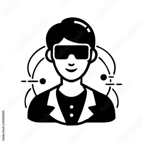 Person Wearing Virtual Reality Glasses Exploring a Metaverse or Digital World