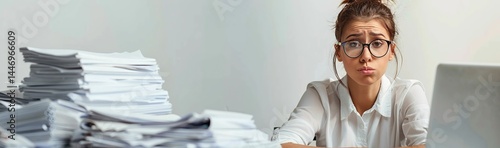 Overwhelmed Woman Working on Laptop