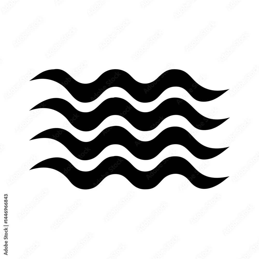 Naklejka premium Abstract black wavy lines water ocean sea wave icon symbol design element graphic illustration image