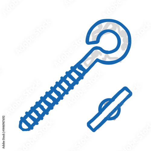 eyebolt with peg icon doodle illustration