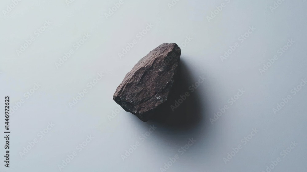 Naklejka premium Single textured stone casting a soft shadow against a seamless backdrop