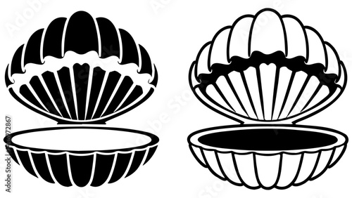 Pearl Clam Shell Illustration.