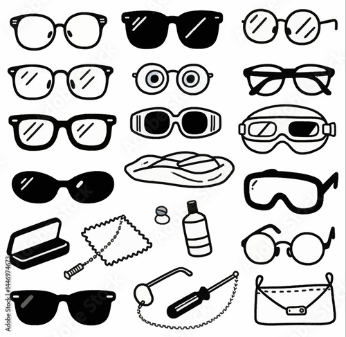 set of glasses